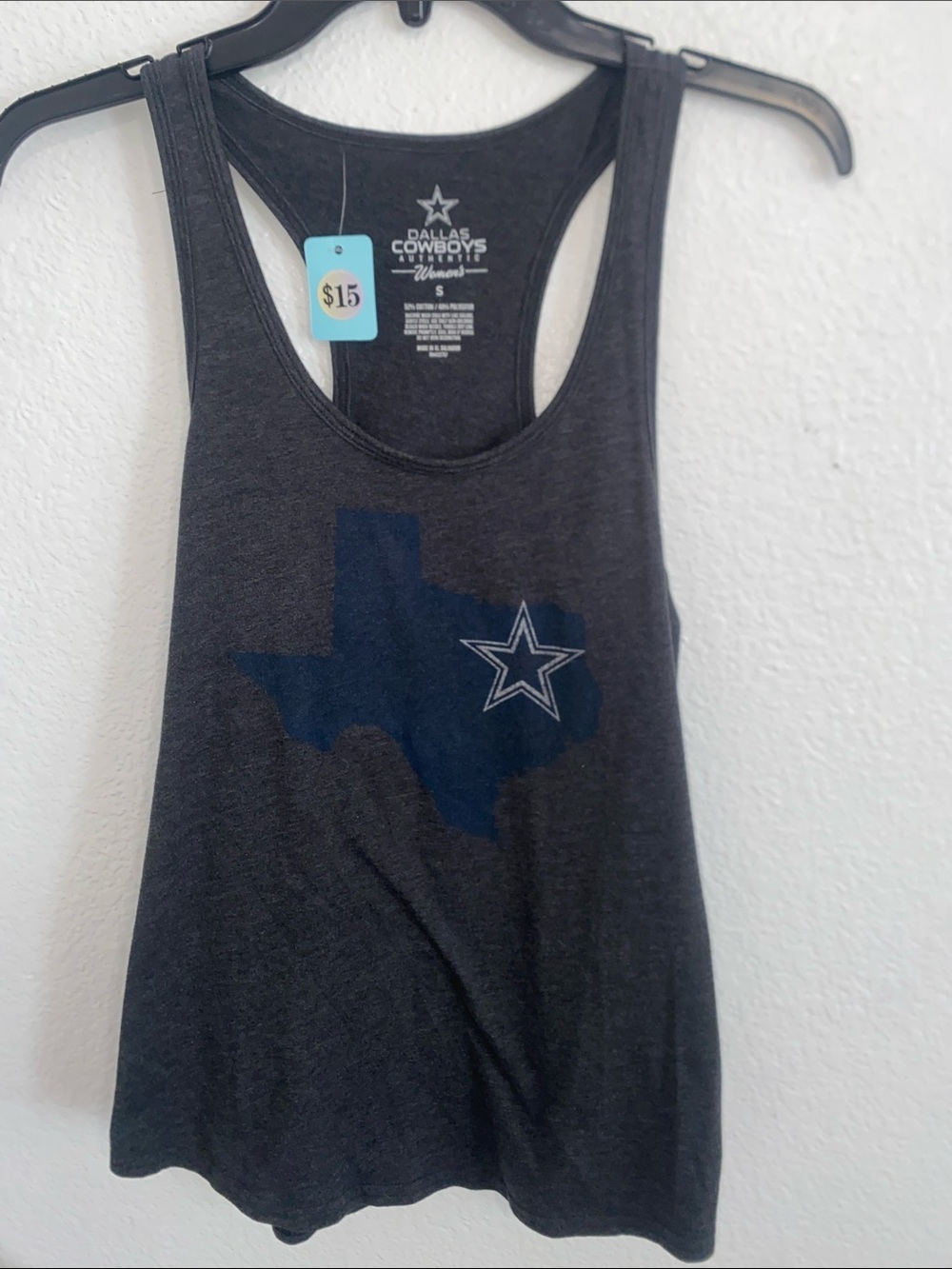 NFL Women's Charcoal Racerback Tank with Navy Texas & Star
